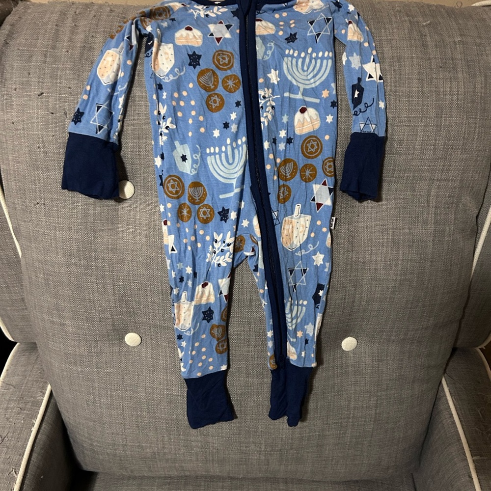 Hanukkah Lights 0-3 little sleepies zippie